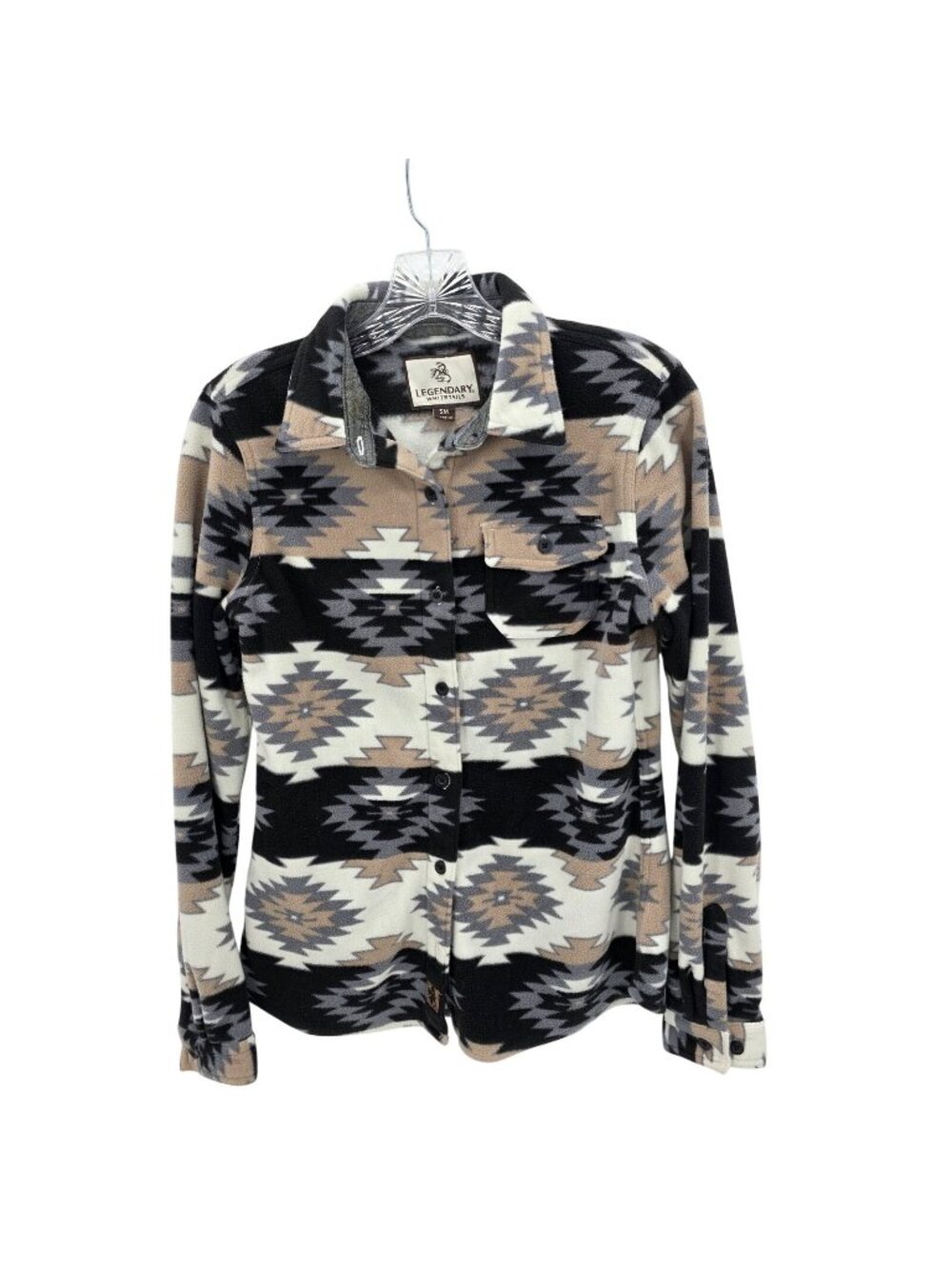 Legendary Whitetails Fleece Shirt Womens Small Aztec Tan Southwestern Button Up